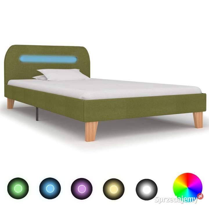 vidaXL Rama łóżka z LED, zielona, tapicerowana 280906