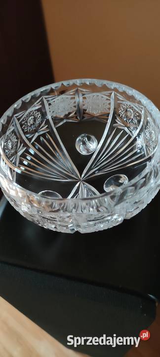 Kryształowa salaterka owocarka miska PRL vintage przezroczysty Salaterki i półmiski Wyposażenie wnętrz śląskie