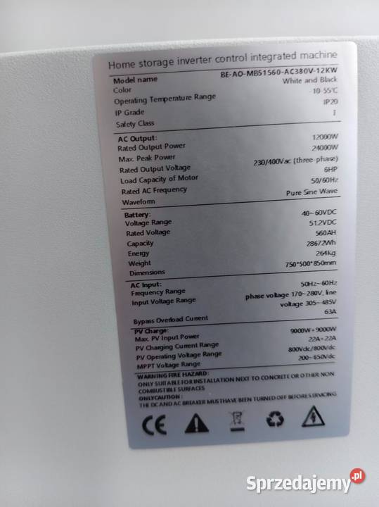 Magazyn energii AllinOne 2867 kWh BMS 12 kW Zgierz