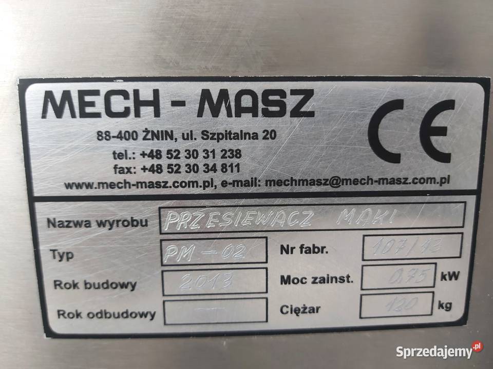 Przesiewacz do mąki MECH MASZ PM 12 kujawsko-pomorskie Bydgoszcz