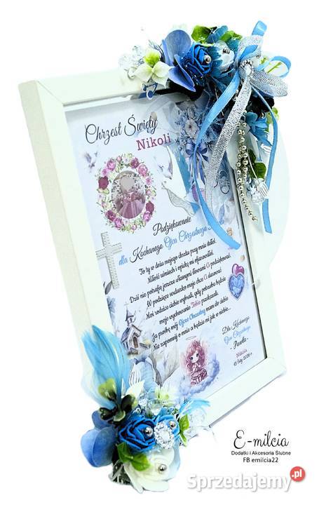 Podziękowanie OJCA CHRZESTNEGO RAMKA 3D CHRZEST Zielona Góra sprzedam