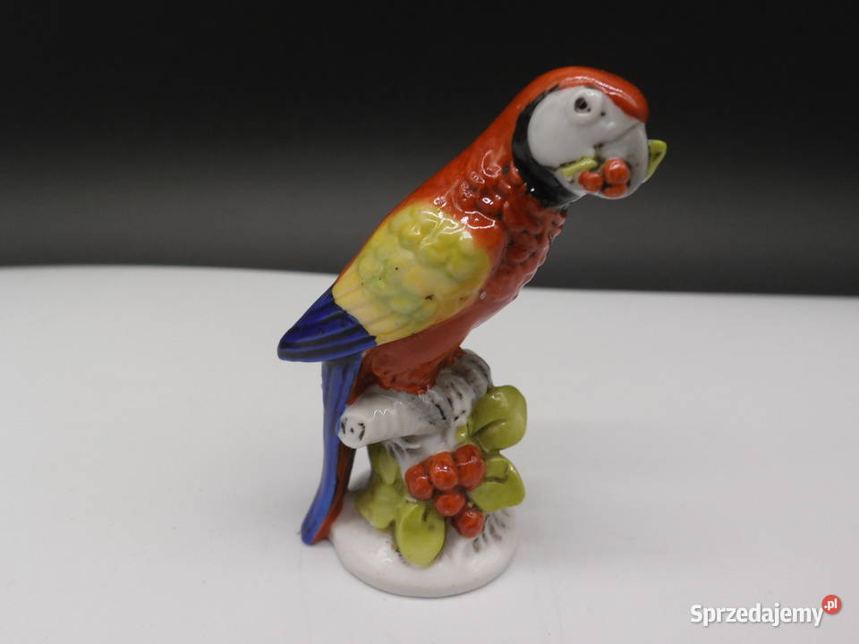 Stara porcelanowa figurka PAPUGA ARA