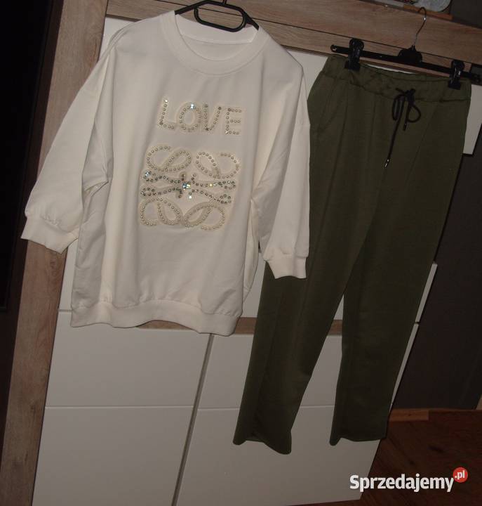 Masełkowy zestaw spodnie piękna bluza ML XL kolorowy Rawicz