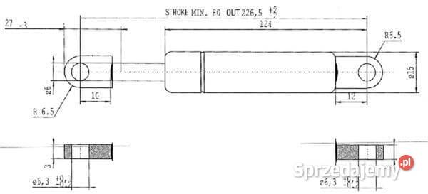 Sprężyna gazowa L2265 mm 250N Stabilus CA082449 małopolskie Kamionna