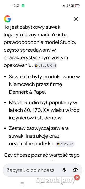 Suwak logarytmiczny Aristo Koszalin