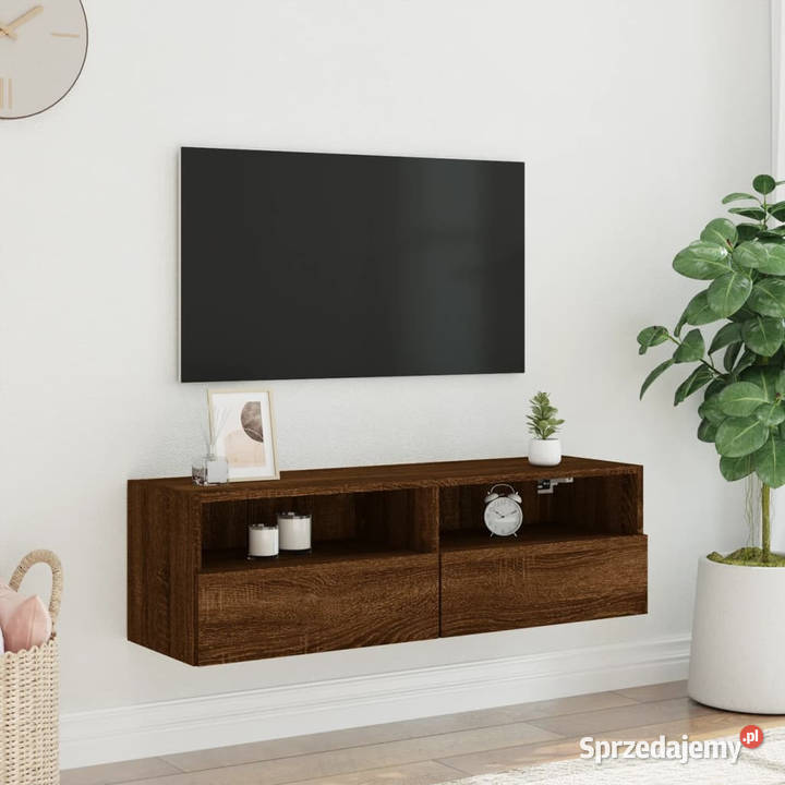 Ścienna szafka TV brązowy dąb 100x30x30 WM836894 Warszawa