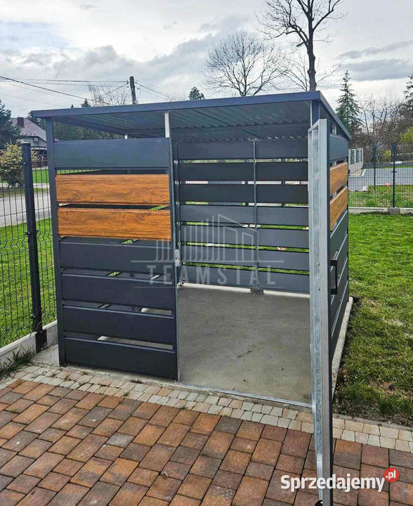 Wiata śmietnikowa 2x2 m antracyt drewnopodobny