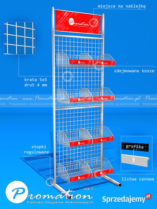 Regał sklepowy metalowy z koszykami ekspozytor Sklep Warszawa