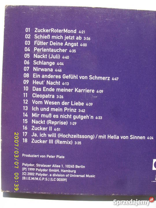 Rock CD ROSENSTOLZZUCKER POLYDOR Wołów