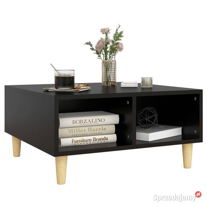 Stolik kawowy czarny 60x60x30 materiał Stoły