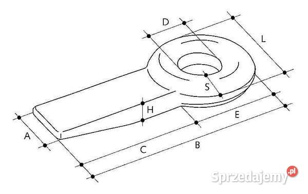 Ucho zaczepu do wspawania 65x28 mm 50 mm BE6528 Kamionna