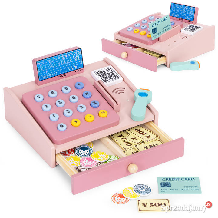 Drewniana kasa fiskalna dzieci skaner banknoty Smogorzów