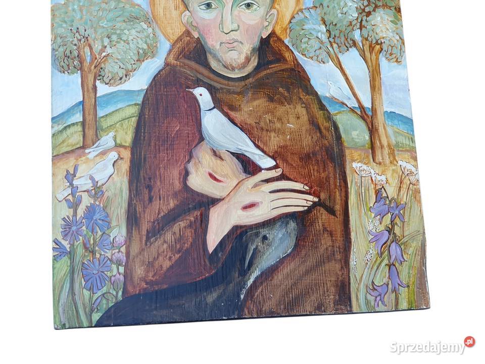Stary obraz Święty Franciszek z Asyżu Anna