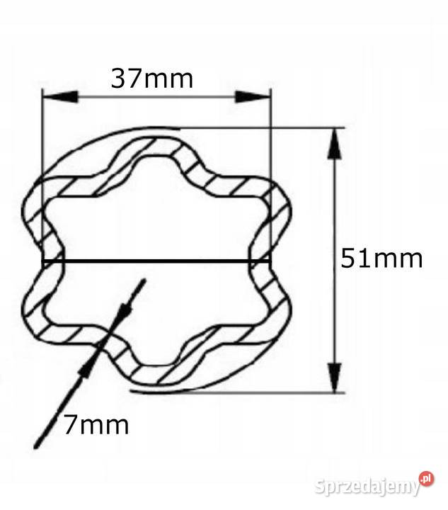 Rura wału WOM profilowana gwiazda 51x37x7mm 1m Do maszyn uprawowych Kamionna