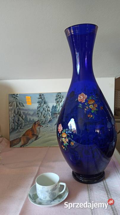 Wazon ze szkła kobaltowego W bukiecikami Gdańsk