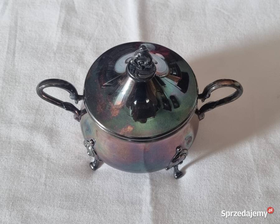 Zgrabna platerowana srebrem cukiernica na 4 mazowieckie Warszawa sprzedam