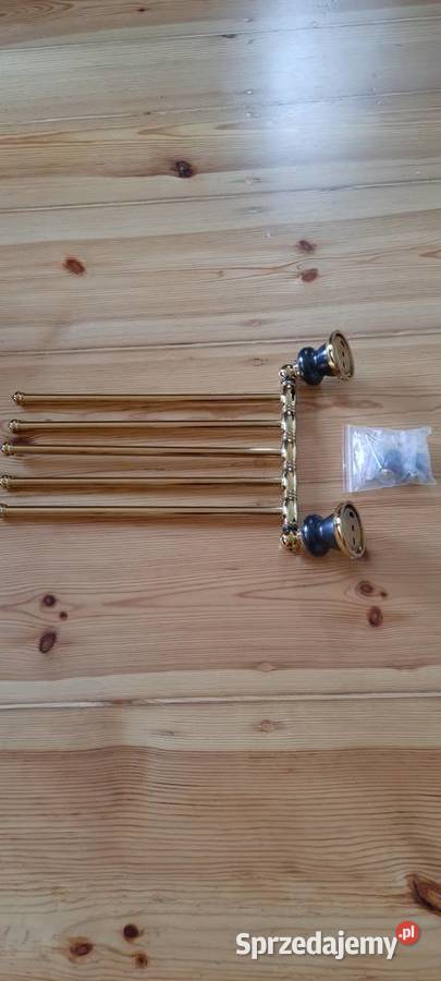 złoty uchwyt na ręczniki vintage retro 5ramienny Wieszaki wielkopolskie Poznań