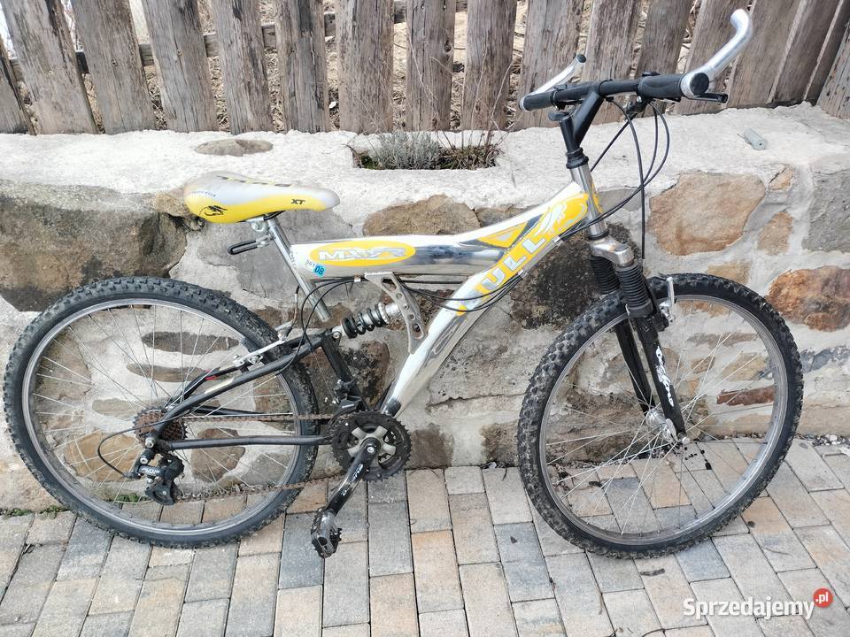 Bull full suspension srebrny rower górski pełna