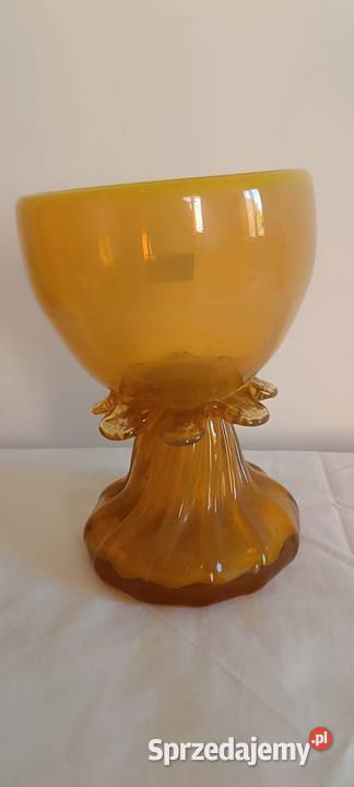 Szklana czara na nodze tazza KIS PRL Kraków