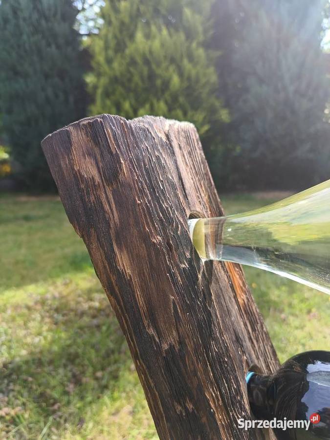Stojak na wino drewniany deska driftwood lubuskie Trzciel