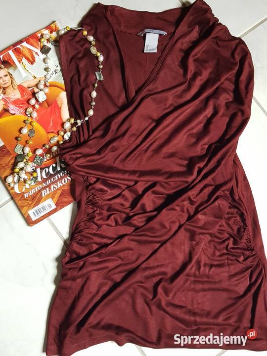 Top koszulka kobieca klasyczna burgund elegancka Bluzki i koszule Kielce