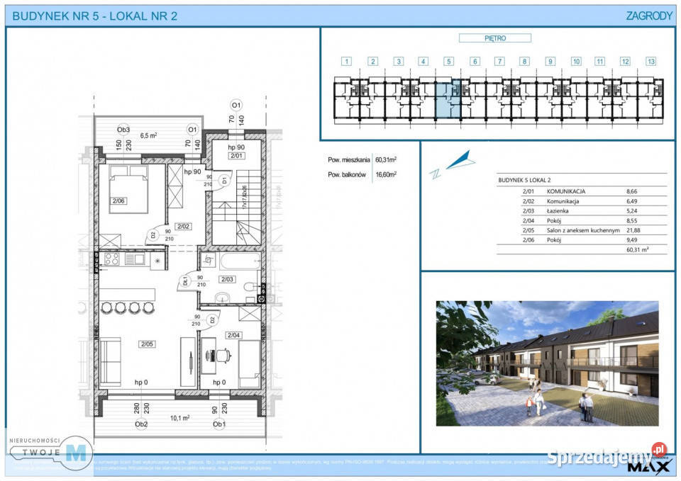 Mieszkanie Sitkówka 11535m2 3 pokoje