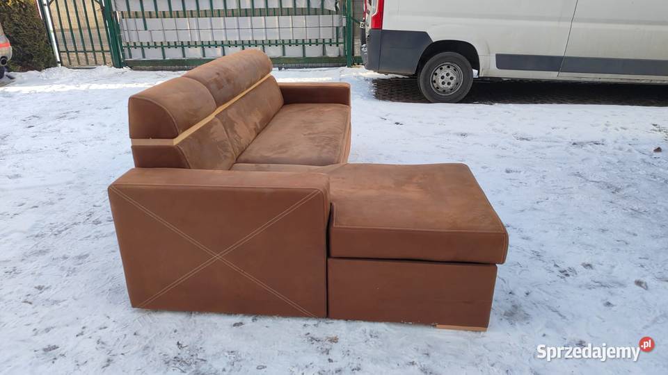 Narożnik Kolor Brązowy z Funkcją Spania