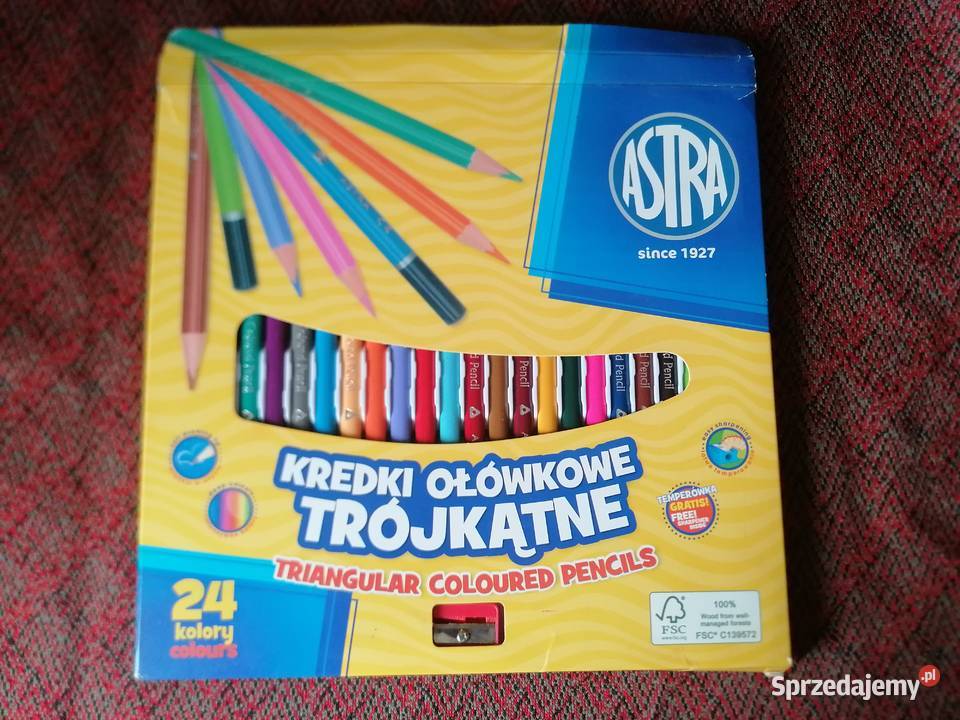 Kredki ołówkowe trójkatne 24 kolory używaneASTRA Artykuły szkolne Łódź