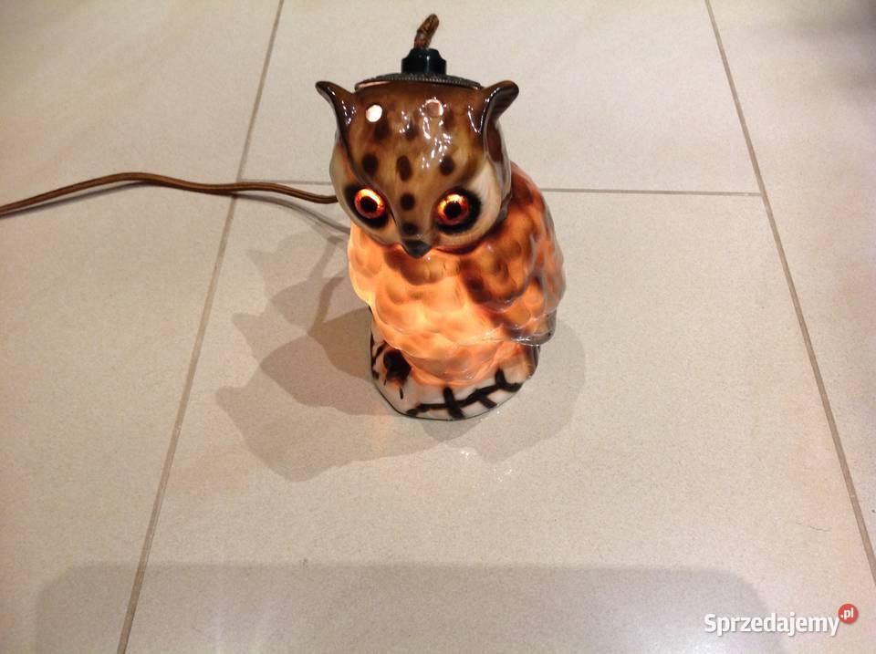 Stara Lampa Ceramiczna Sowa Sygnatura Nowa Sól
