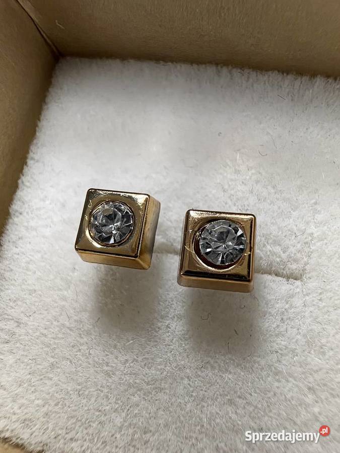 Kolczyki złote z diamentem kwadratowe kwadrat podkarpackie Jasło