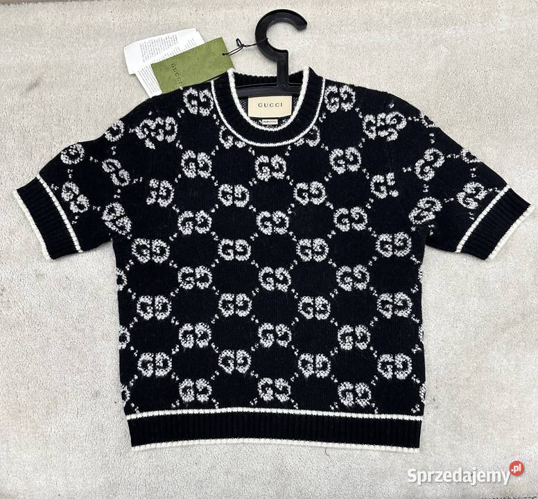 Sweter sweterek czarny biały boucl GG Gucci logo Swetry i golfy Zabrze