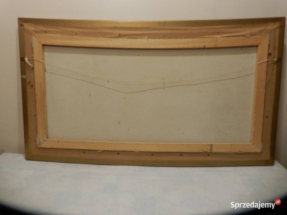 Duży Obraz Olejny GÓRY JEZIORO 116x60 Vintage w Piła