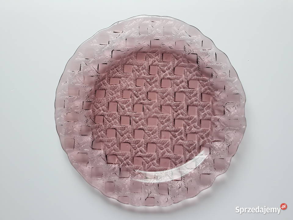 Talerz Kratka Plecionka ok 235 Ząbkowice szkło Dąbrowa Górnicza