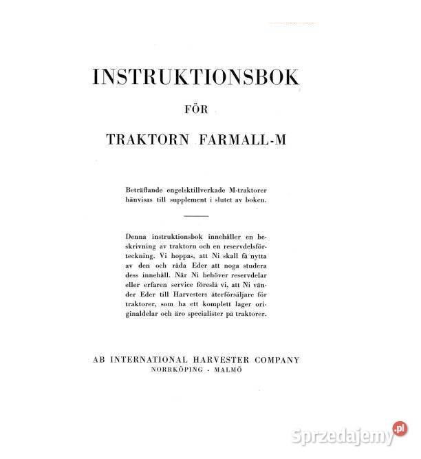 IH Farmall M instrukcja obsługi Pozostałe świętokrzyskie Kielce