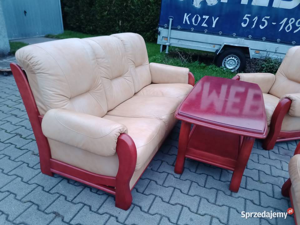 Komplet Wypoczynkowy KLER 311 i Ława Dąb Skóra Kozy sprzedam