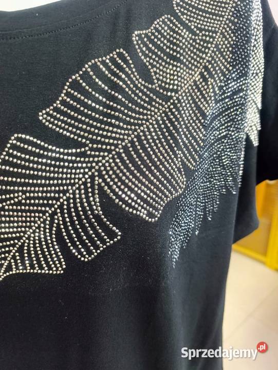 Luksusowa bluzka damska Cekiny koronki kamienie czarny Wieluń