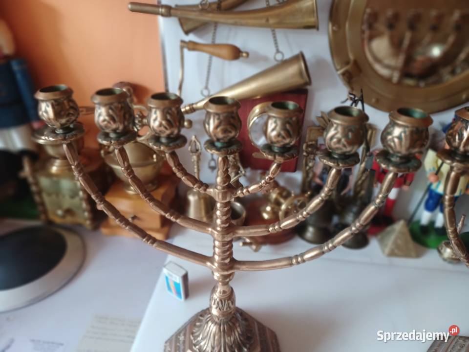 Menora Piękny sygnowany świecznik żydowski