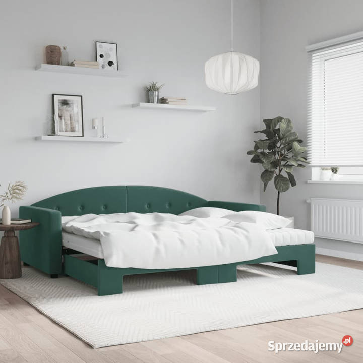 Sofa rozsuwana z materacami ciemnozielona Dom i Ogród Warszawa