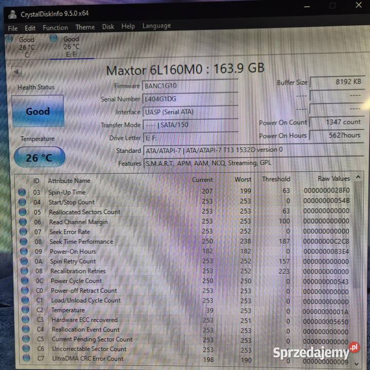 Dysk MAXTOR 6L160M0 MAC DiamondMax 160GB SATA 35