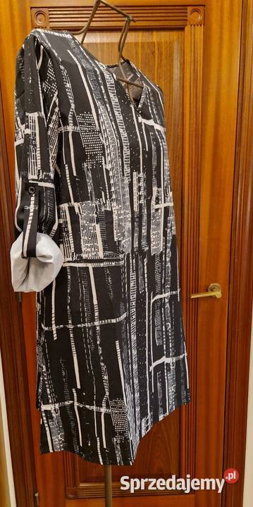 Wizytowa TUNIKA BLUZKA L w czarnobiały print Lublin
