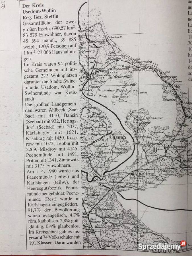 452 Niemiecka Mapa Uznam I Wolina Szczecin