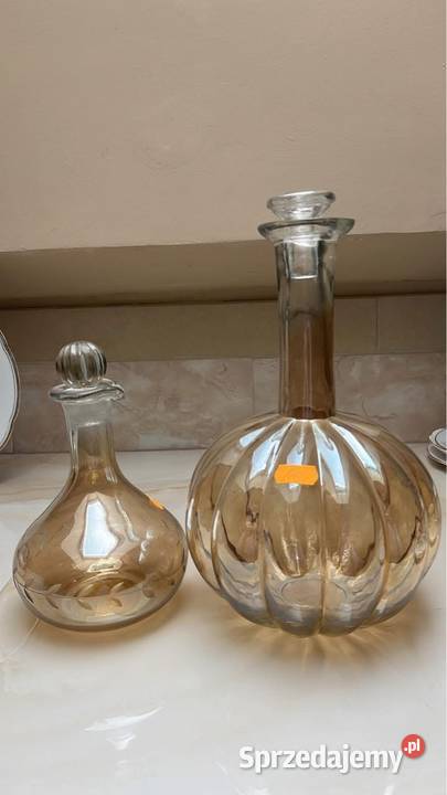 Karafka szkło miodowe opalizowane pięknej dyni pomorskie