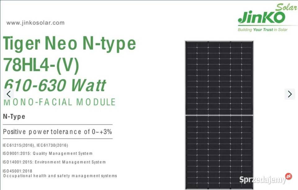 Panel fotowoltaiczny JINKO 620W BIFACIAL SILVER