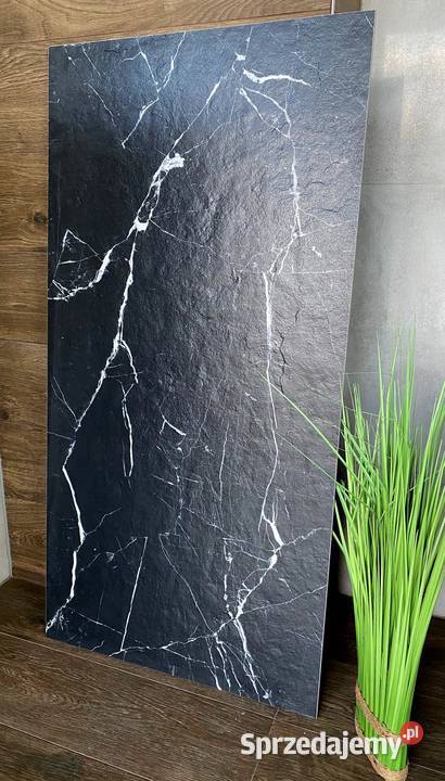 CZARNY KAMIEŃ 120X60 GRES STRUKTURA MARMUR ŻYŁKI Łask