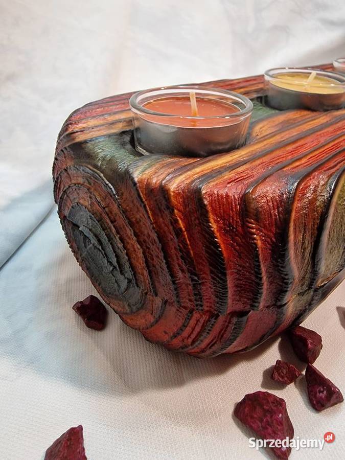 Świecznik XXL świerkowy opalany Shou Sugi Ban Sępopol
