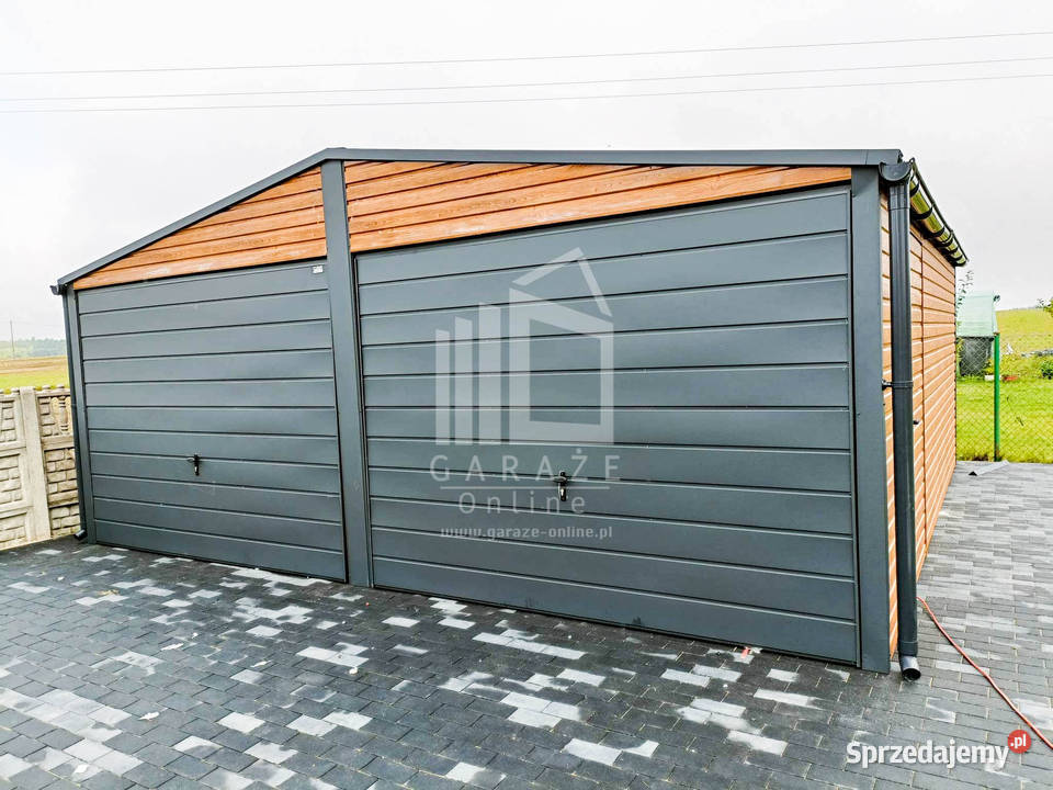 GARAŻ BLASZANY 6m x 6m dwuspadowy 2x Brama drzwi blacha Wieliczka