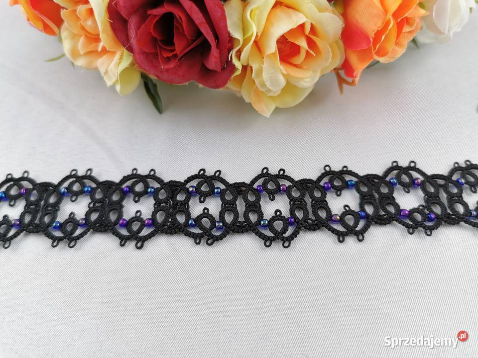 Bransoletka frywolitkowa Wiśniowa