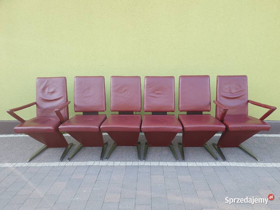 Krzesła skórzane komplet 6 Krzesło Loft Vintage wielkopolskie Szymanowice