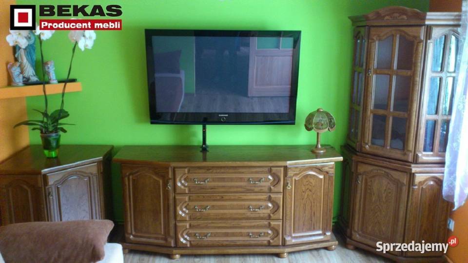 Komplet Mebli Dębowych Salon 2x Komoda Witryna 325cm Łowicz