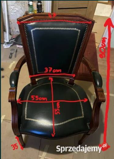 Duży stół z litego drewna 6 krzeseł skóra Żywiec